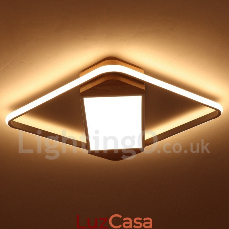 Luminária de teto de madeira quadrada branca regulável, luminária de teto ultrafina, também pode ser usada como luminária de parede