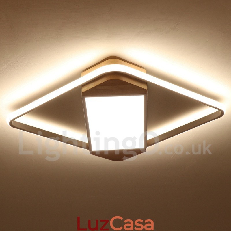Luminária de teto de madeira quadrada branca regulável, luminária de teto ultrafina, também pode ser usada como luminária de parede