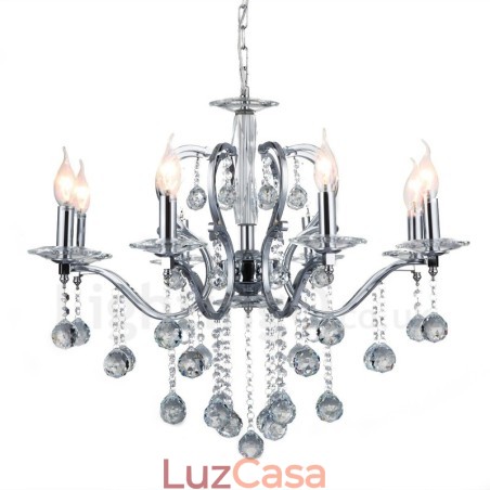 Lustre de cristal elegante cromado com vela Lustre de cristal elegante cromado com vela
