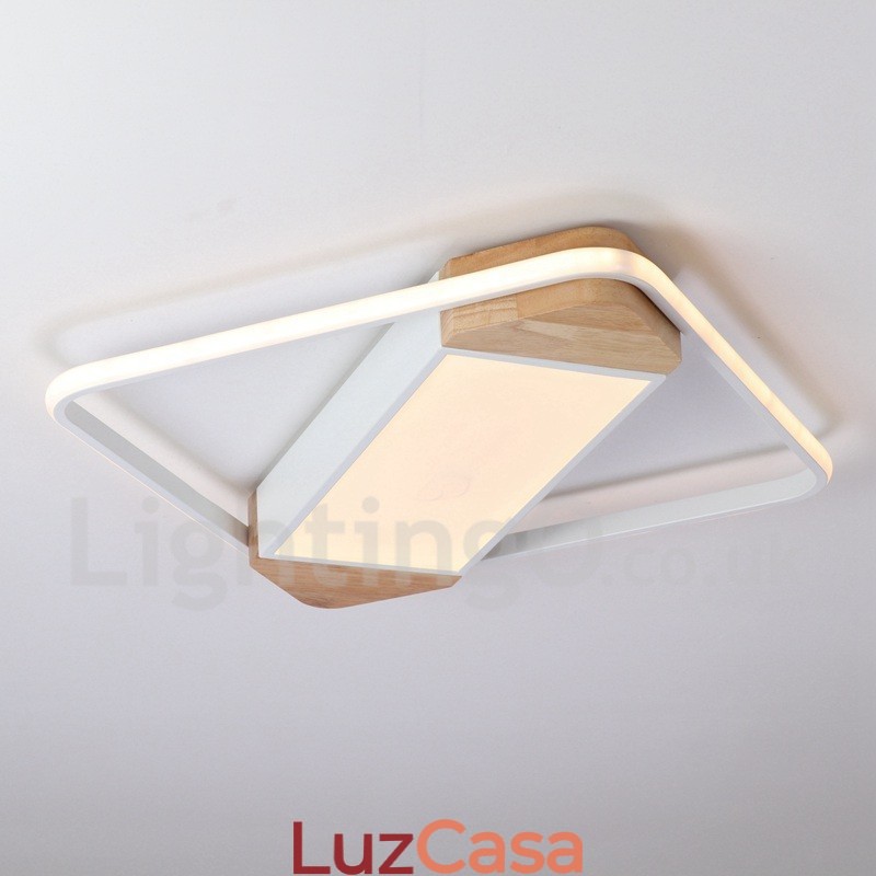 Luminária de teto de madeira quadrada branca regulável, luminária de teto ultrafina, também pode ser usada como luminária de parede