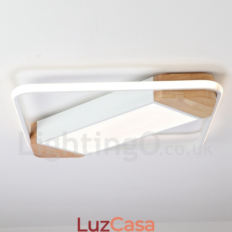 Luminária de teto de madeira quadrada branca regulável, luminária de teto ultrafina, também pode ser usada como luminária de parede