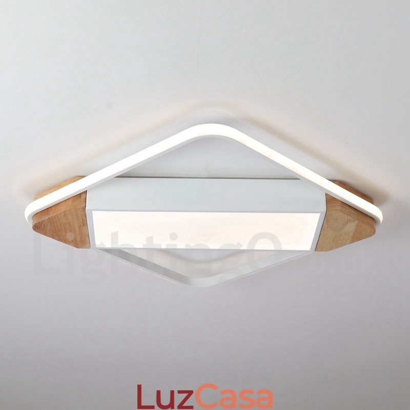 Luminária de teto de madeira quadrada branca regulável, luminária de teto ultrafina, também pode ser usada como luminária de parede