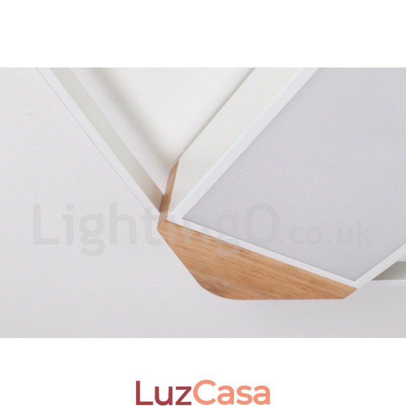 Luminária de teto de madeira quadrada branca regulável, luminária de teto ultrafina, também pode ser usada como luminária de parede