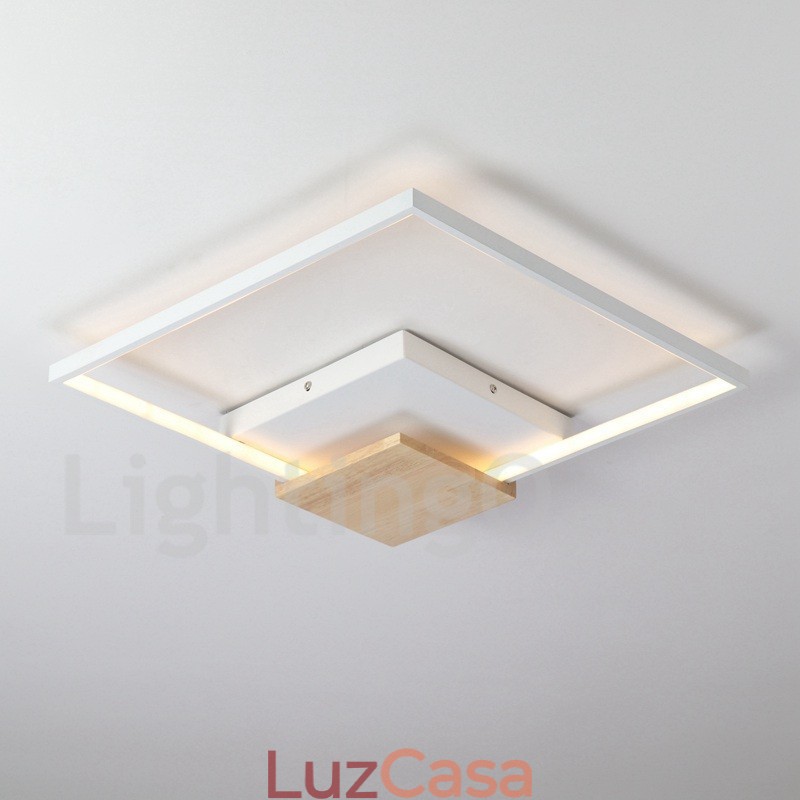 Luminária de teto de madeira quadrada branca regulável, luminária de teto ultrafina, também pode ser usada como luminária de parede