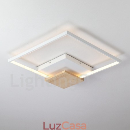 Luminária de teto de madeira quadrada branca regulável, luminária de teto ultrafina, também pode ser usada como luminária de parede Luminária de teto de madeira quadrada branca regulável, luminária de teto ultrafina, também pode ser usada como luminária de parede
