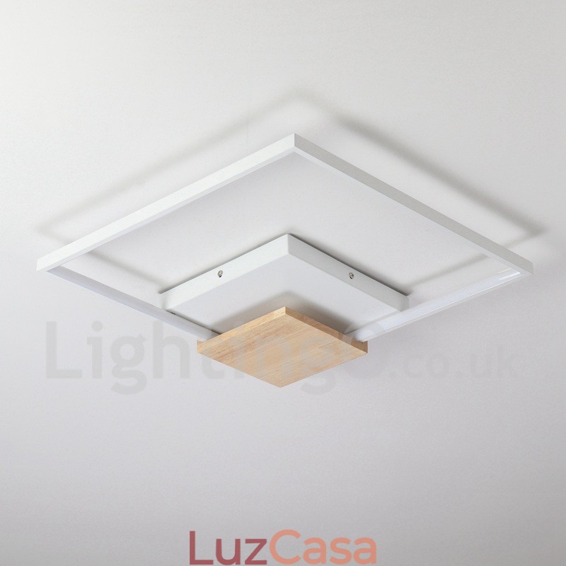 Luminária de teto de madeira quadrada branca regulável, luminária de teto ultrafina, também pode ser usada como luminária de parede