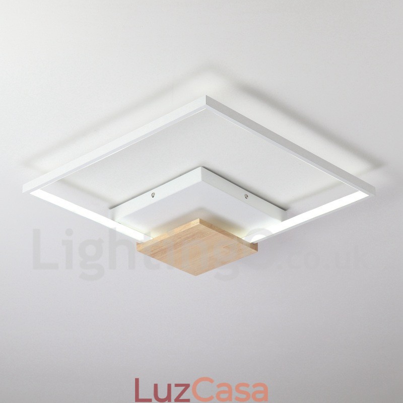 Luminária de teto de madeira quadrada branca regulável, luminária de teto ultrafina, também pode ser usada como luminária de parede