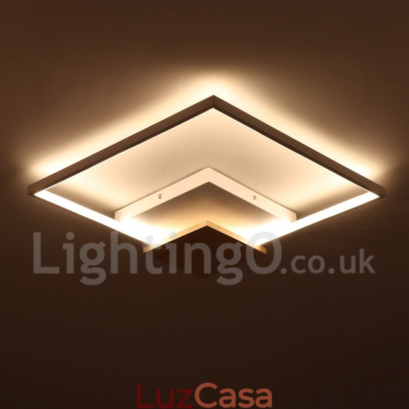 Luminária de teto de madeira quadrada branca regulável, luminária de teto ultrafina, também pode ser usada como luminária de parede