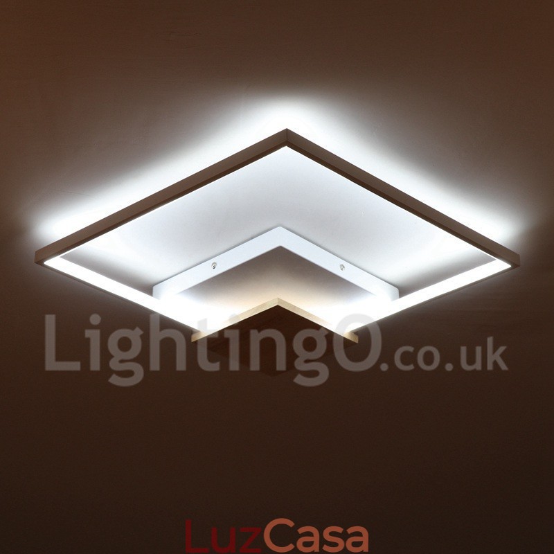 Luminária de teto de madeira quadrada branca regulável, luminária de teto ultrafina, também pode ser usada como luminária de parede