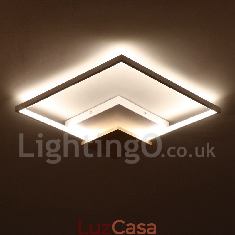 Luminária de teto de madeira quadrada branca regulável, luminária de teto ultrafina, também pode ser usada como luminária de parede