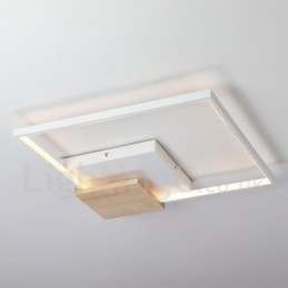 Luminária de teto de madeira quadrada branca regulável, luminária de teto ultrafina, também pode ser usada como luminária de parede