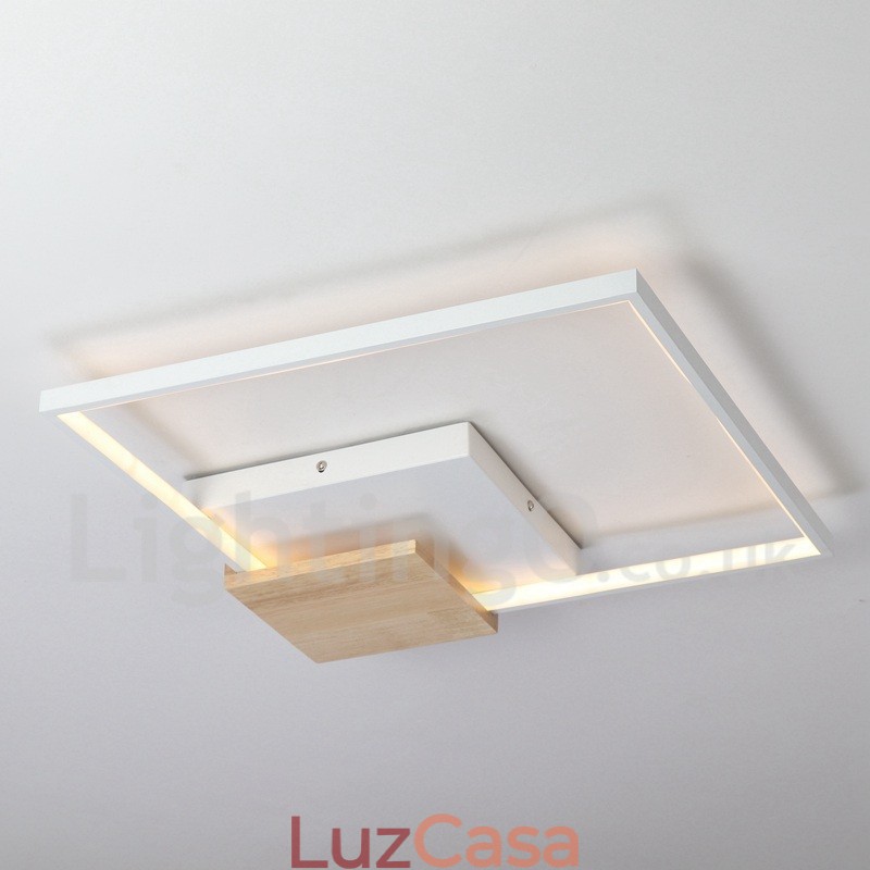 Luminária de teto de madeira quadrada branca regulável, luminária de teto ultrafina, também pode ser usada como luminária de parede