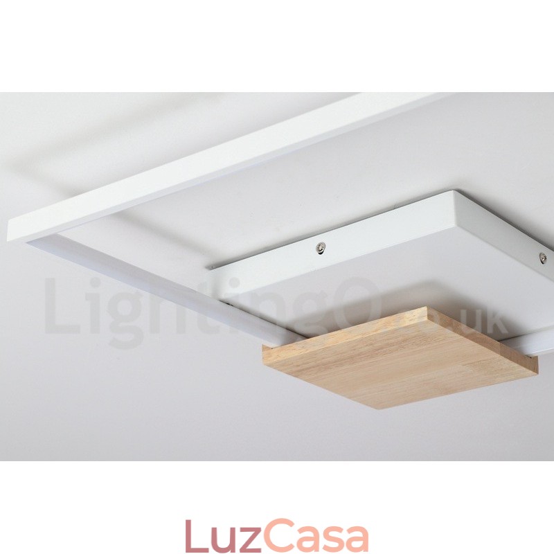 Luminária de teto de madeira quadrada branca regulável, luminária de teto ultrafina, também pode ser usada como luminária de parede
