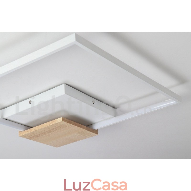 Luminária de teto de madeira quadrada branca regulável, luminária de teto ultrafina, também pode ser usada como luminária de parede