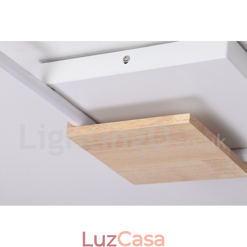 Luminária de teto de madeira quadrada branca regulável, luminária de teto ultrafina, também pode ser usada como luminária de parede