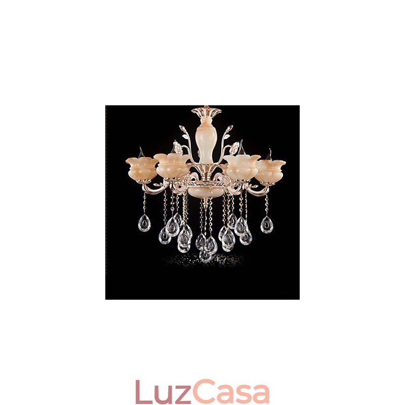 Luminária pendente de cristal jade estilo vela lustre