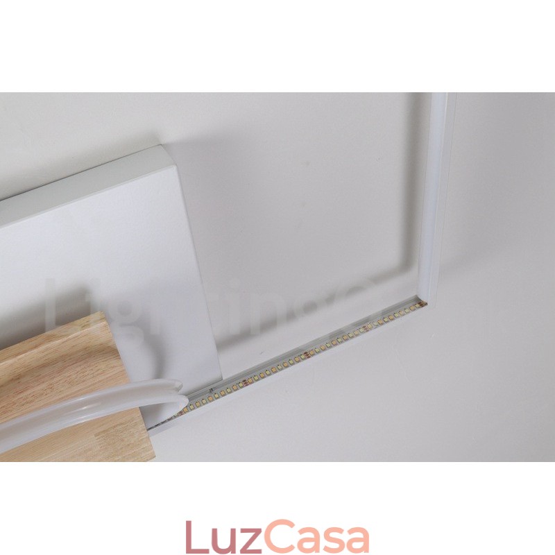 Luminária de teto de madeira quadrada branca regulável, luminária de teto ultrafina, também pode ser usada como luminária de parede