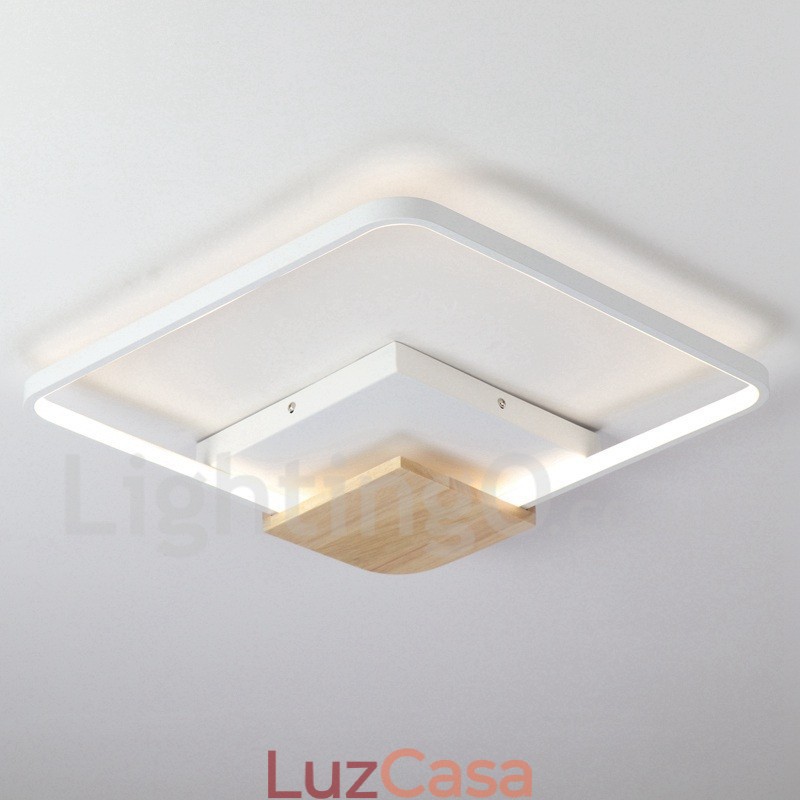 Luminária de teto de madeira quadrada branca regulável, luminária de teto ultrafina, também pode ser usada como luminária de parede