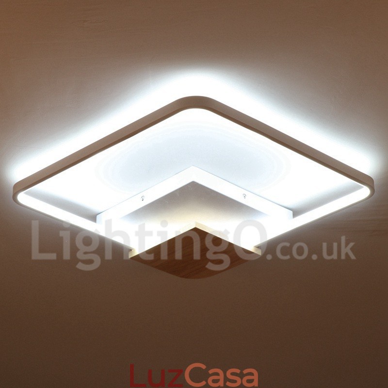 Luminária de teto de madeira quadrada branca regulável, luminária de teto ultrafina, também pode ser usada como luminária de parede
