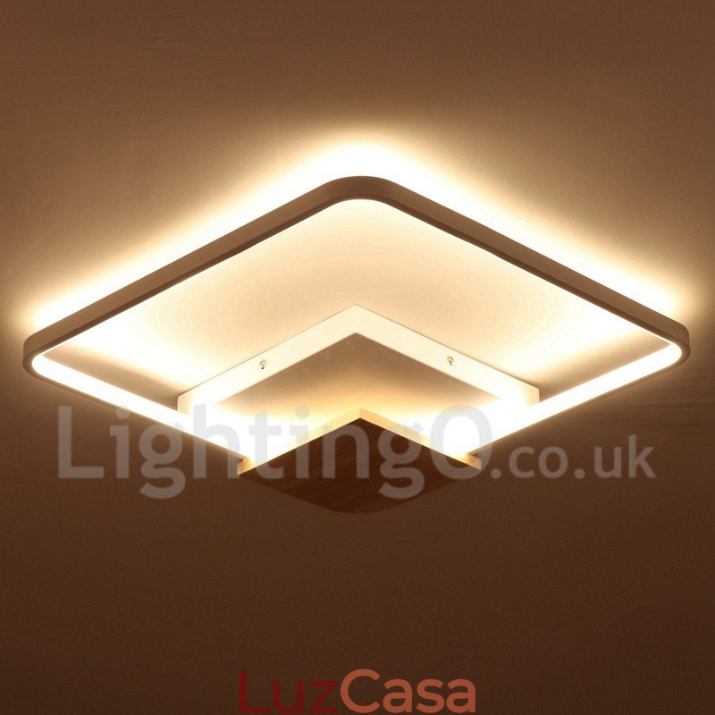 Luminária de teto de madeira quadrada branca regulável, luminária de teto ultrafina, também pode ser usada como luminária de parede
