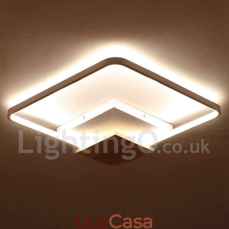 Luminária de teto de madeira quadrada branca regulável, luminária de teto ultrafina, também pode ser usada como luminária de parede
