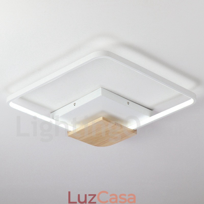 Luminária de teto de madeira quadrada branca regulável, luminária de teto ultrafina, também pode ser usada como luminária de parede