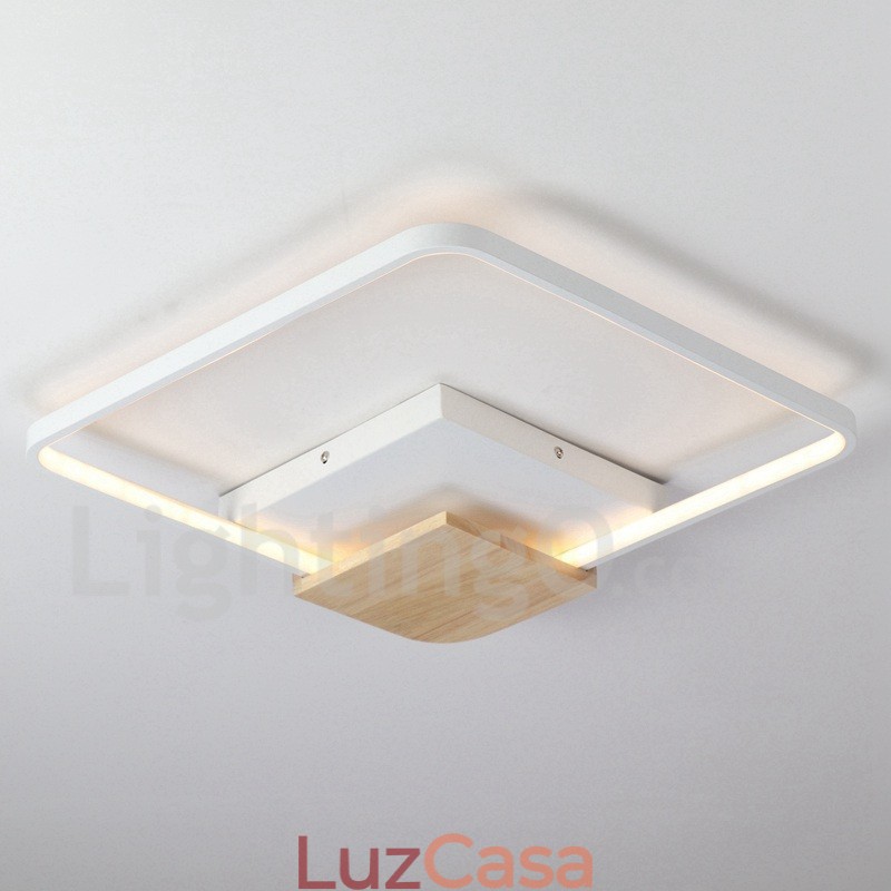Luminária de teto de madeira quadrada branca regulável, luminária de teto ultrafina, também pode ser usada como luminária de parede