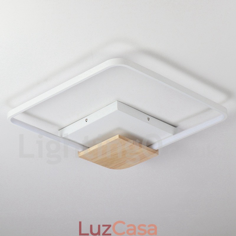 Luminária de teto de madeira quadrada branca regulável, luminária de teto ultrafina, também pode ser usada como luminária de parede
