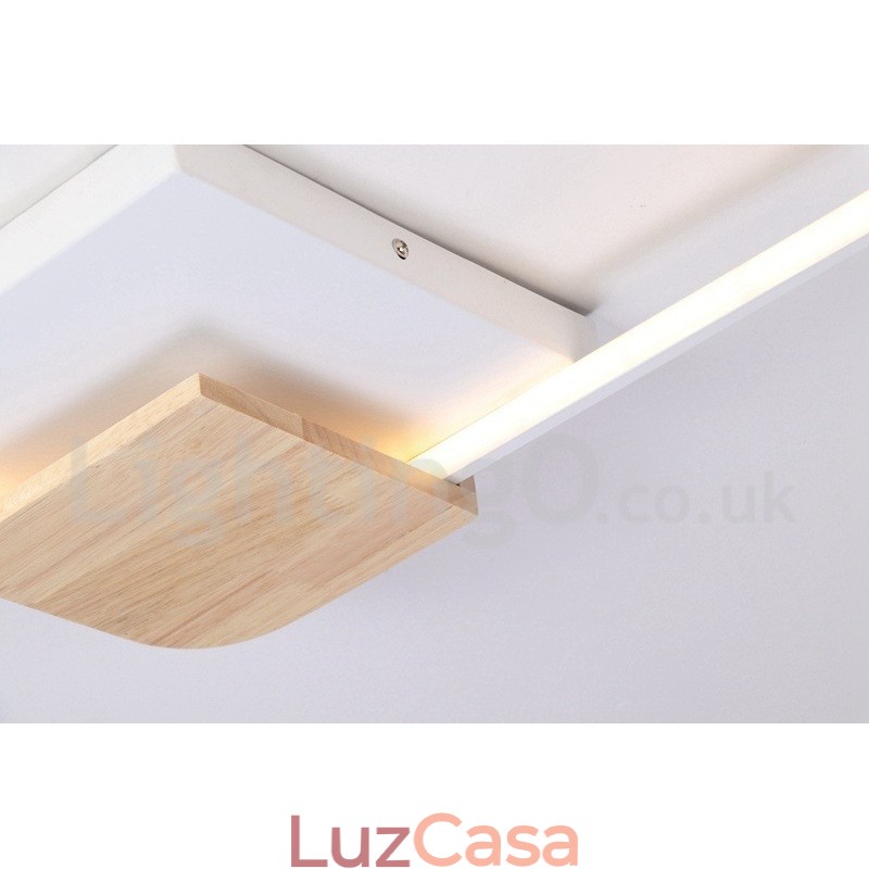 Luminária de teto de madeira quadrada branca regulável, luminária de teto ultrafina, também pode ser usada como luminária de parede