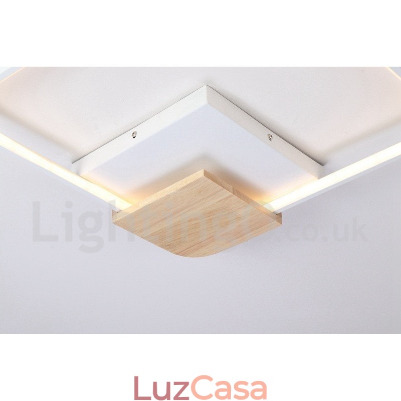 Luminária de teto de madeira quadrada branca regulável, luminária de teto ultrafina, também pode ser usada como luminária de parede