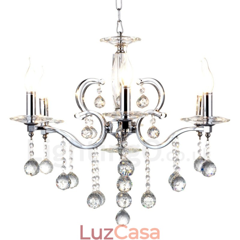 Lustre de cristal elegante cromado com vela