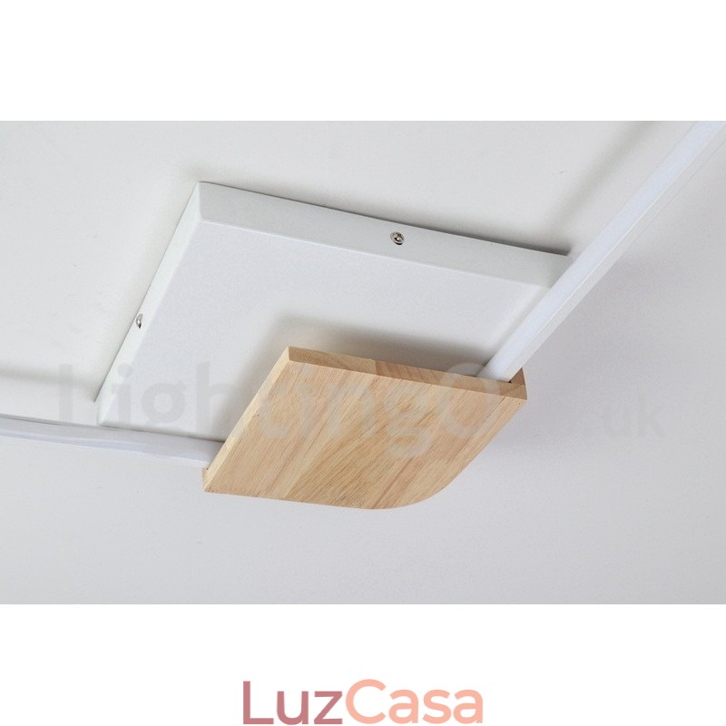 Luminária de teto de madeira quadrada branca regulável, luminária de teto ultrafina, também pode ser usada como luminária de parede