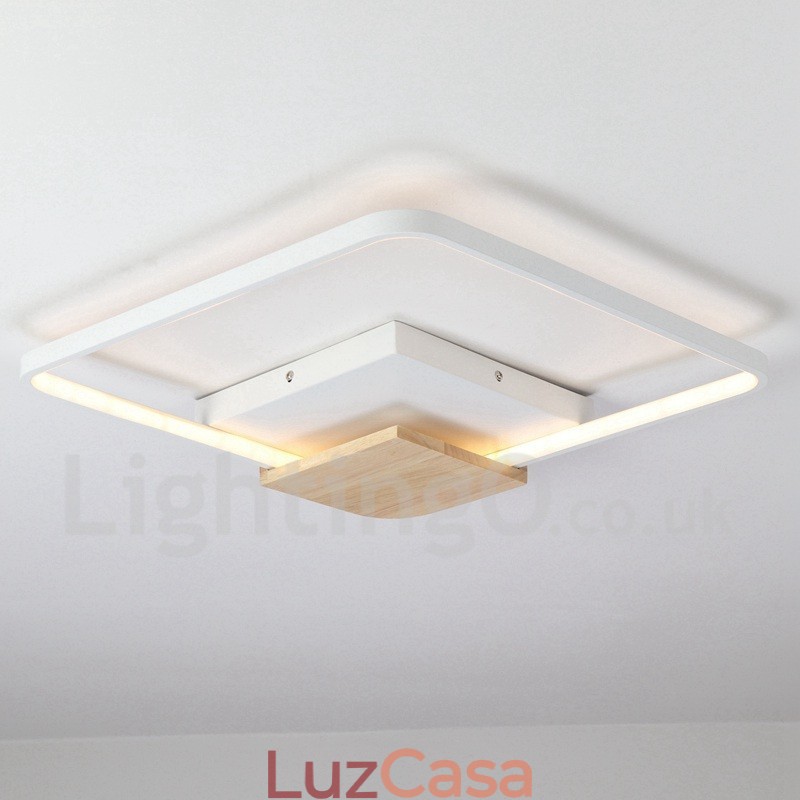 Luminária de teto de madeira quadrada branca regulável, luminária de teto ultrafina, também pode ser usada como luminária de parede