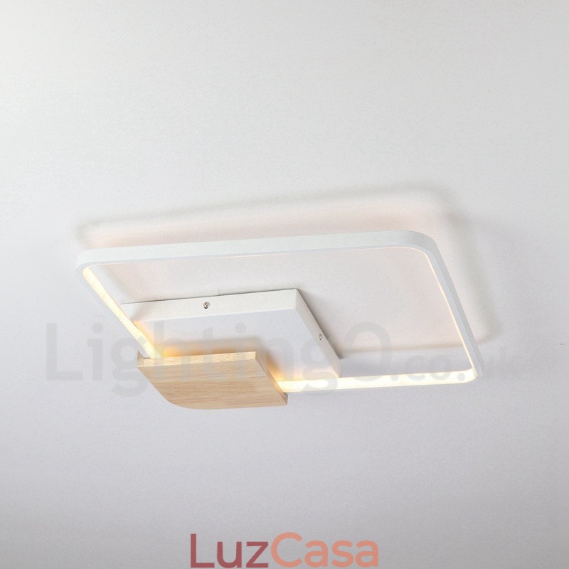 Luminária de teto de madeira quadrada branca regulável, luminária de teto ultrafina, também pode ser usada como luminária de parede