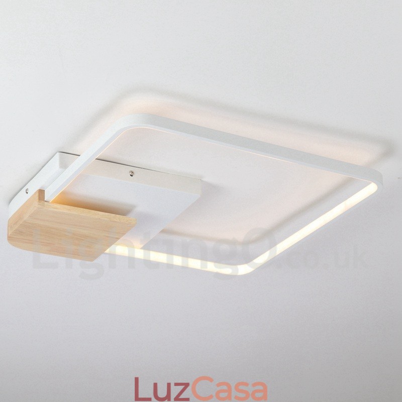 Luminária de teto de madeira quadrada branca regulável, luminária de teto ultrafina, também pode ser usada como luminária de parede