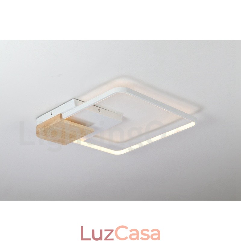 Luminária de teto de madeira quadrada branca regulável, luminária de teto ultrafina, também pode ser usada como luminária de parede