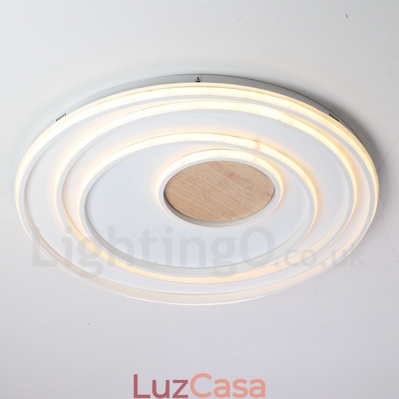 Anel branco regulável Luz de teto de madeira Lâmpada de teto ultrafina Também pode ser usada como luz de parede