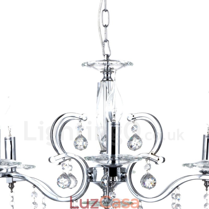 Lustre de cristal elegante cromado com vela