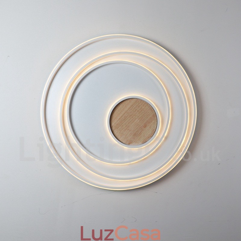 Anel branco regulável Luz de teto de madeira Lâmpada de teto ultrafina Também pode ser usada como luz de parede
