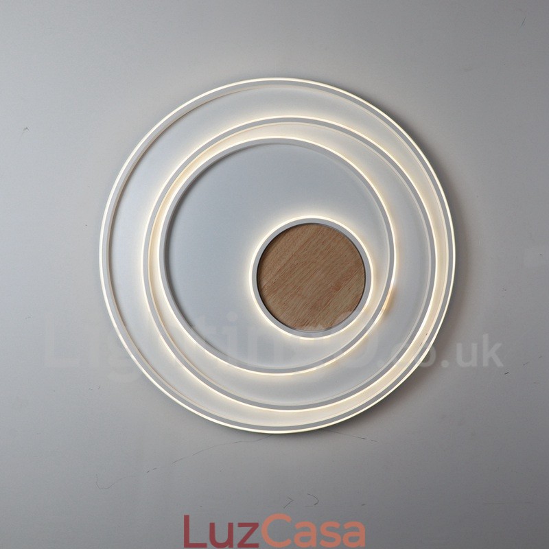 Anel branco regulável Luz de teto de madeira Lâmpada de teto ultrafina Também pode ser usada como luz de parede