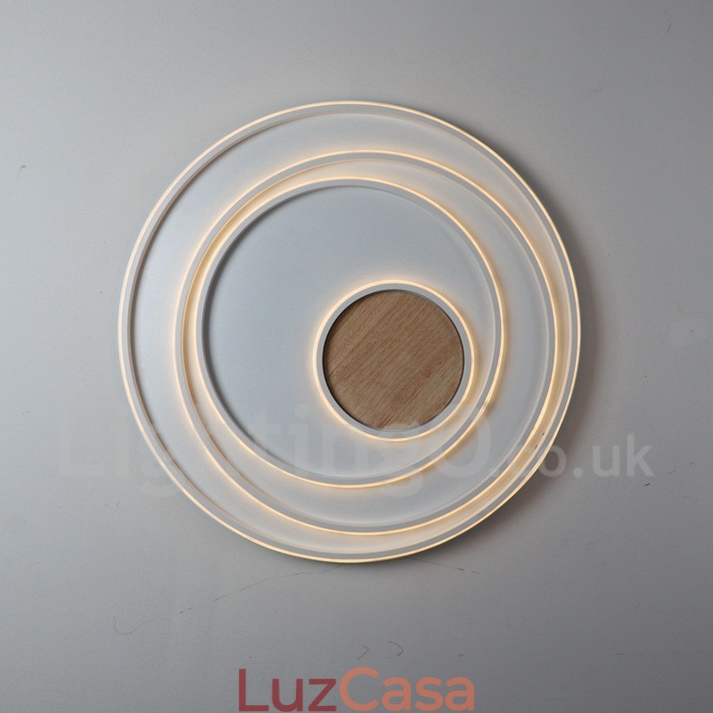 Anel branco regulável Luz de teto de madeira Lâmpada de teto ultrafina Também pode ser usada como luz de parede