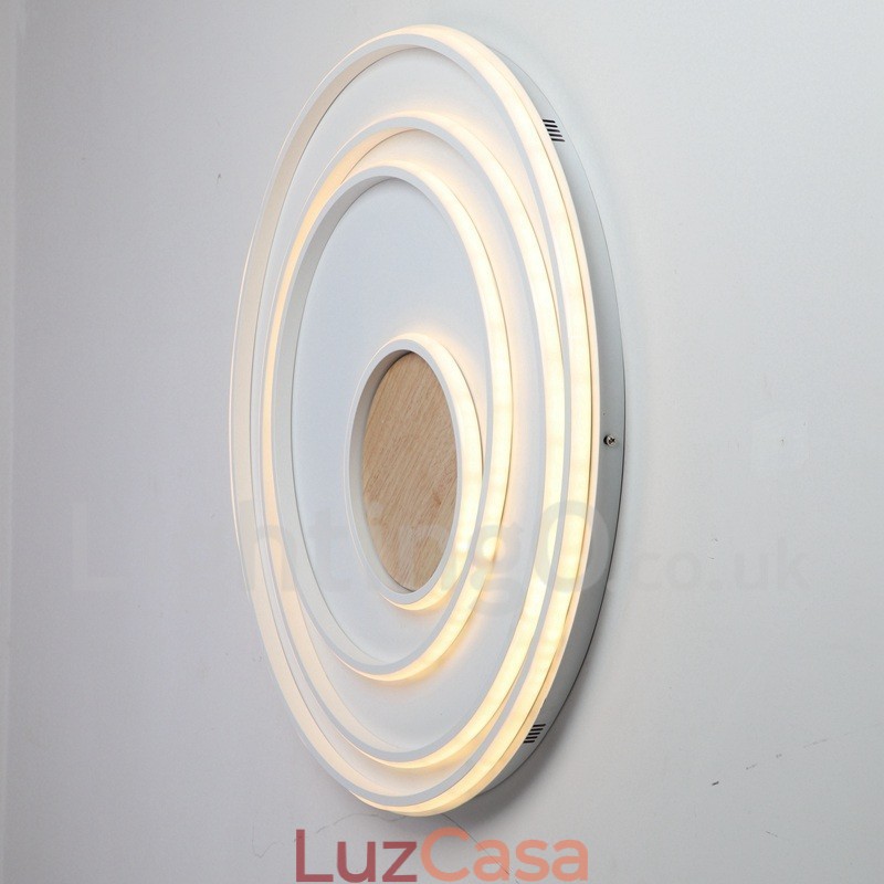 Anel branco regulável Luz de teto de madeira Lâmpada de teto ultrafina Também pode ser usada como luz de parede