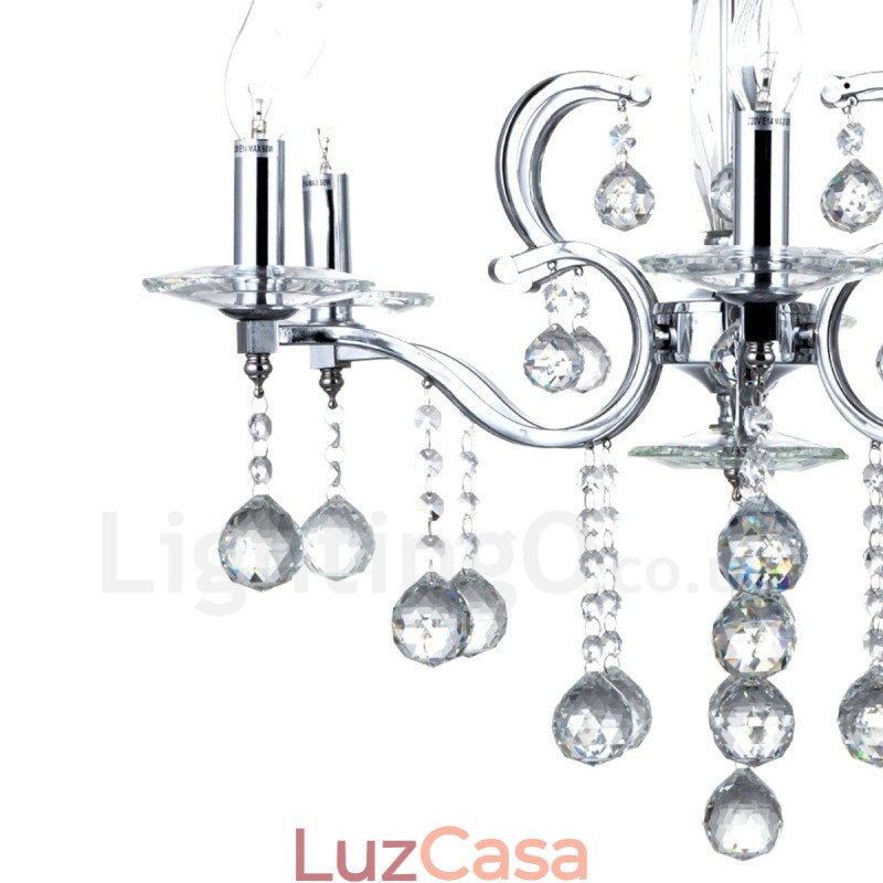 Lustre de cristal elegante cromado com vela