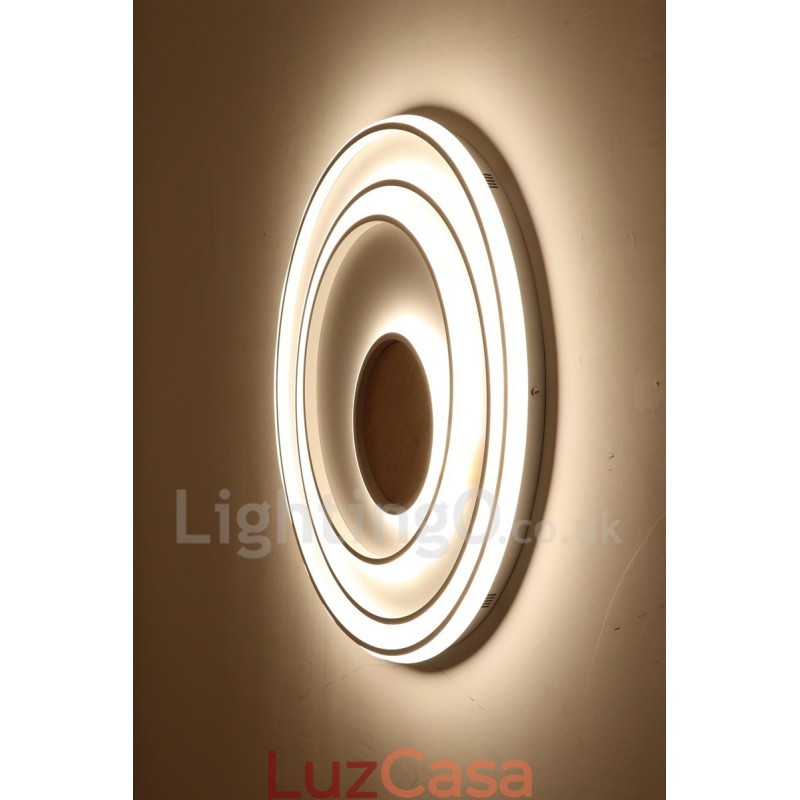 Anel branco regulável Luz de teto de madeira Lâmpada de teto ultrafina Também pode ser usada como luz de parede