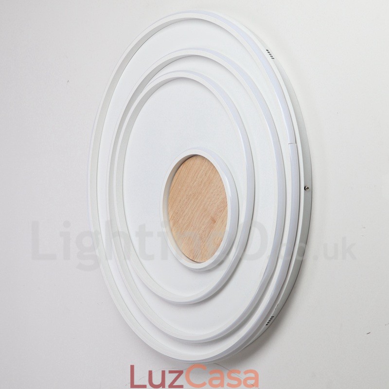 Anel branco regulável Luz de teto de madeira Lâmpada de teto ultrafina Também pode ser usada como luz de parede