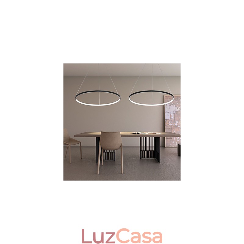 Luminária pendente regulável de 63 W e 100 cm de diâmetro com design moderno em anel