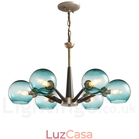 Lustre rústico retrô vintage Magic Bean com cúpulas de vidro multicoloridas Lustre rústico retrô vintage Magic Bean com cúpulas de vidro multicoloridas
