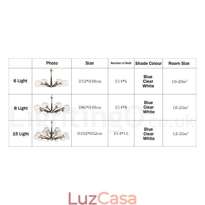 Lustre rústico retrô vintage Magic Bean com cúpulas de vidro multicoloridas