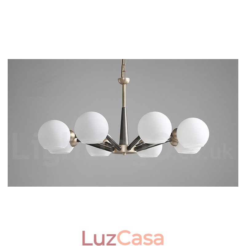 Lustre rústico retrô vintage Magic Bean com cúpulas de vidro multicoloridas