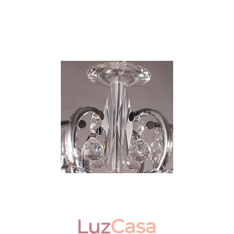 Lustre de cristal elegante cromado com vela